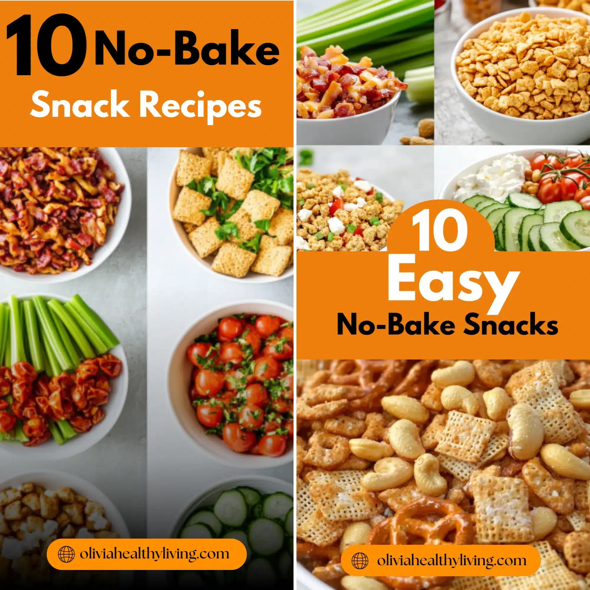 A platter of healthy no-bake treats, featuring coconut date balls, peanut butter oat bars, and yogurt-dipped berries, arranged for a perfect snack spread.
