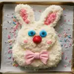 Decorated Easter Bunny Cake with Coconut and Sprinkles