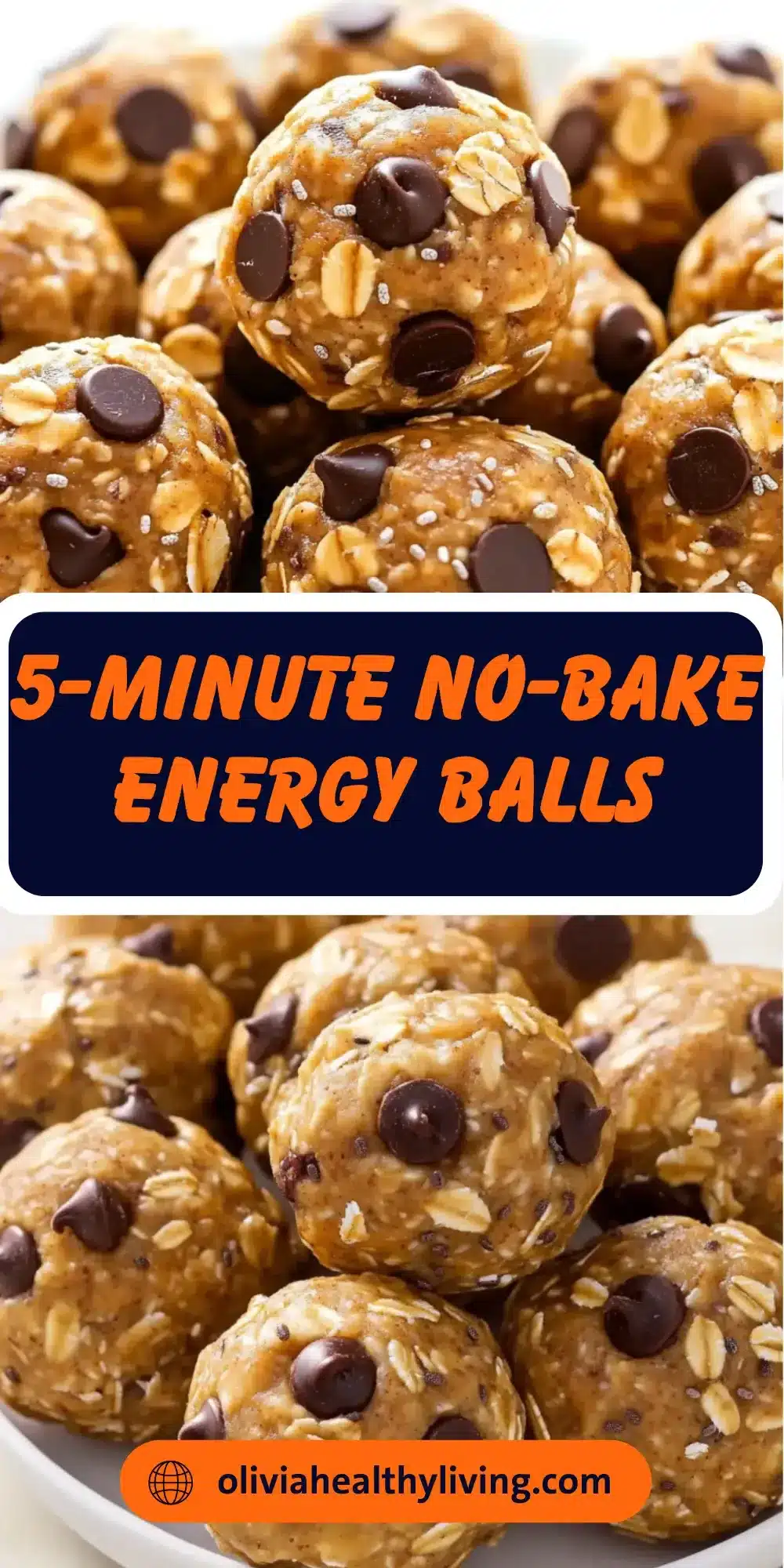 Quick and easy no-bake oatmeal chocolate chip energy balls with chia seeds, ready to enjoy
