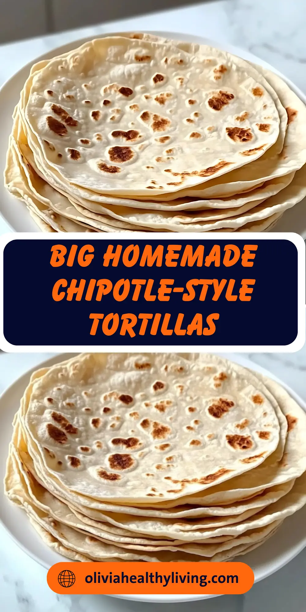 Stack of homemade flour tortillas with bubbles