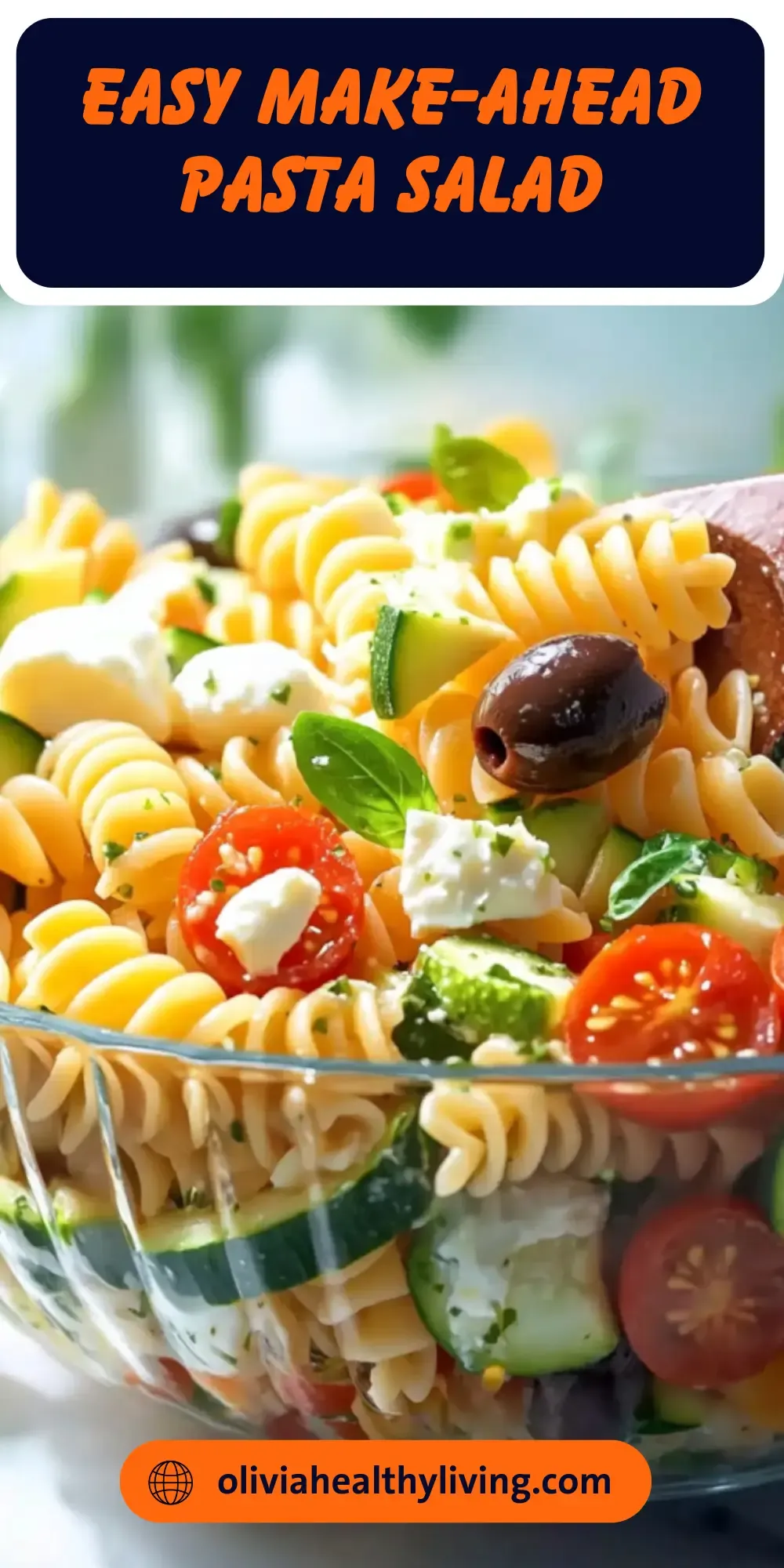 Pinterest image with text 'Easy Make-Ahead Pasta Salad'
