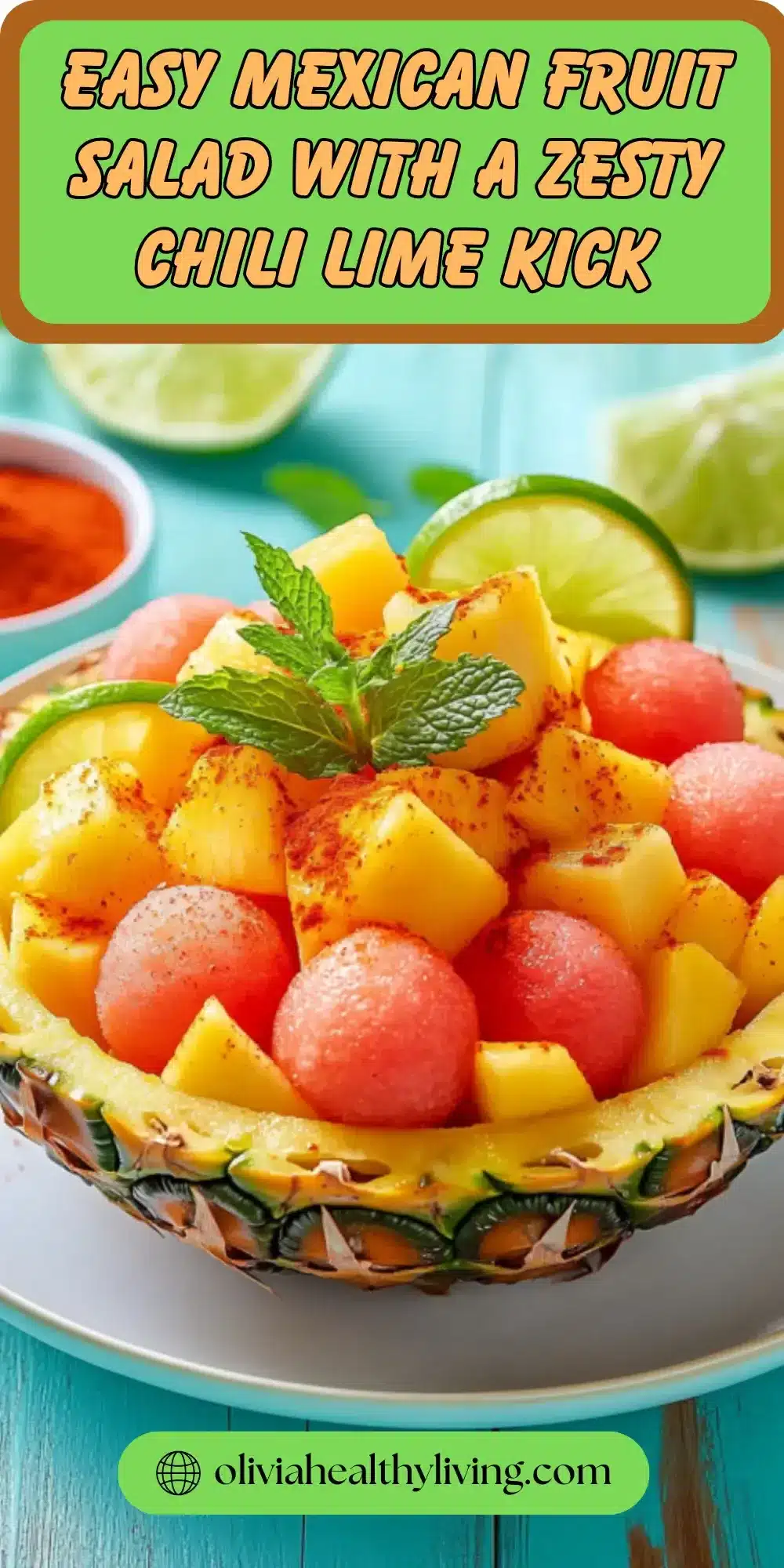 Watermelon and pineapple salad with chili lime