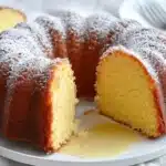 Homemade Kentucky Butter Cake with golden crumb and powdered sugar topping