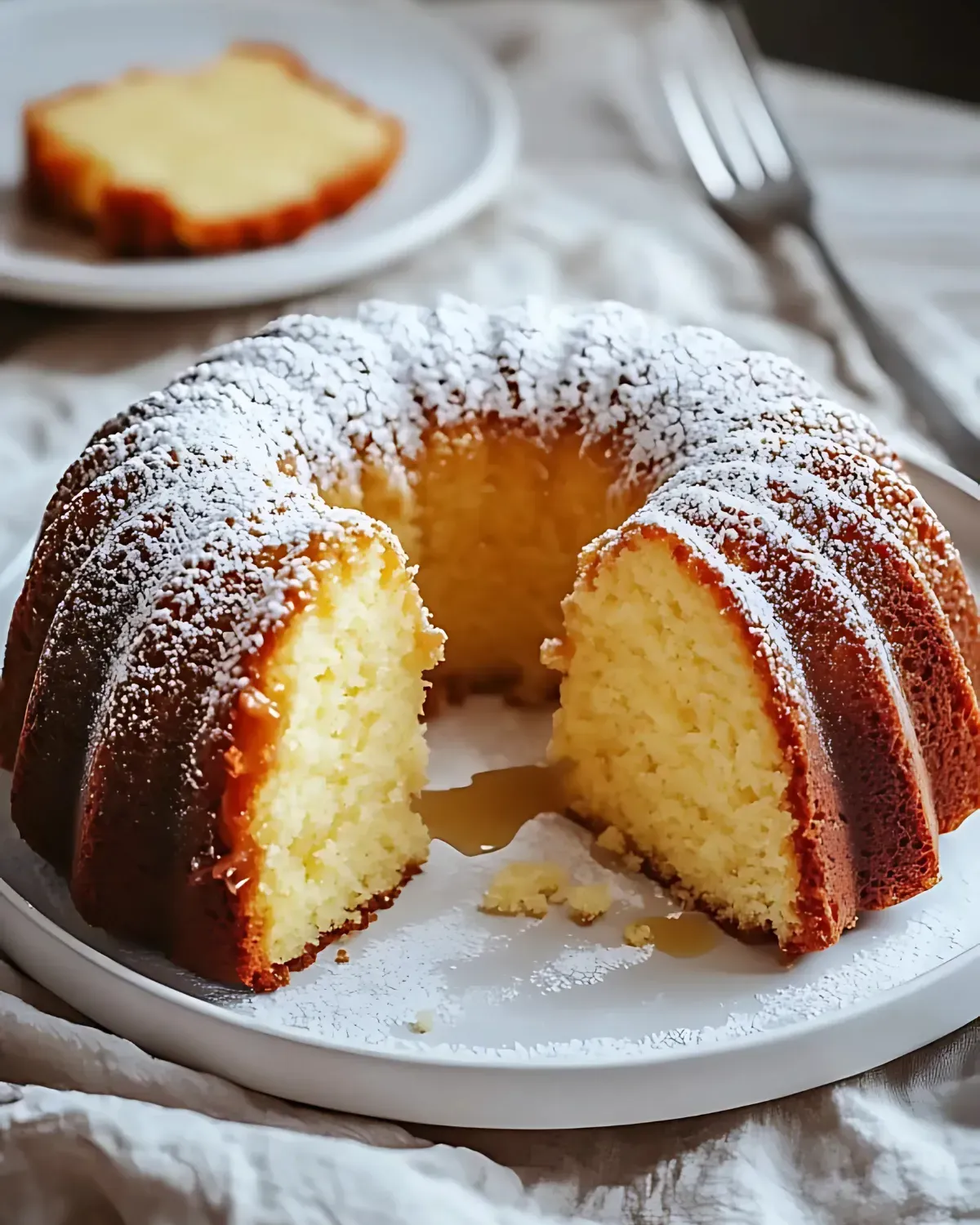 Kentucky Butter Cake with slices showing moist interior and butter glaze