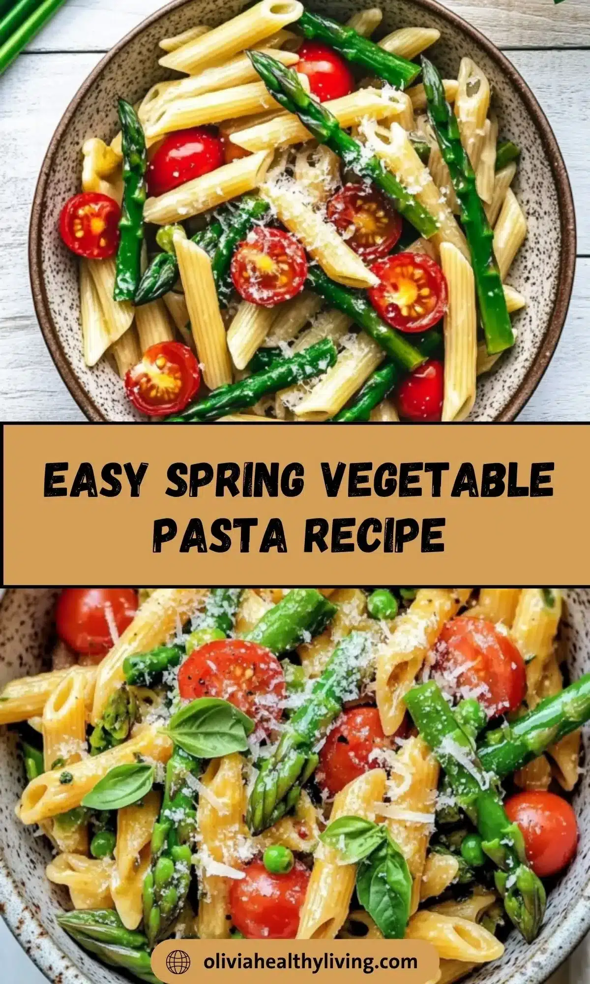 Save this easy spring vegetable pasta recipe for your next healthy dinner
