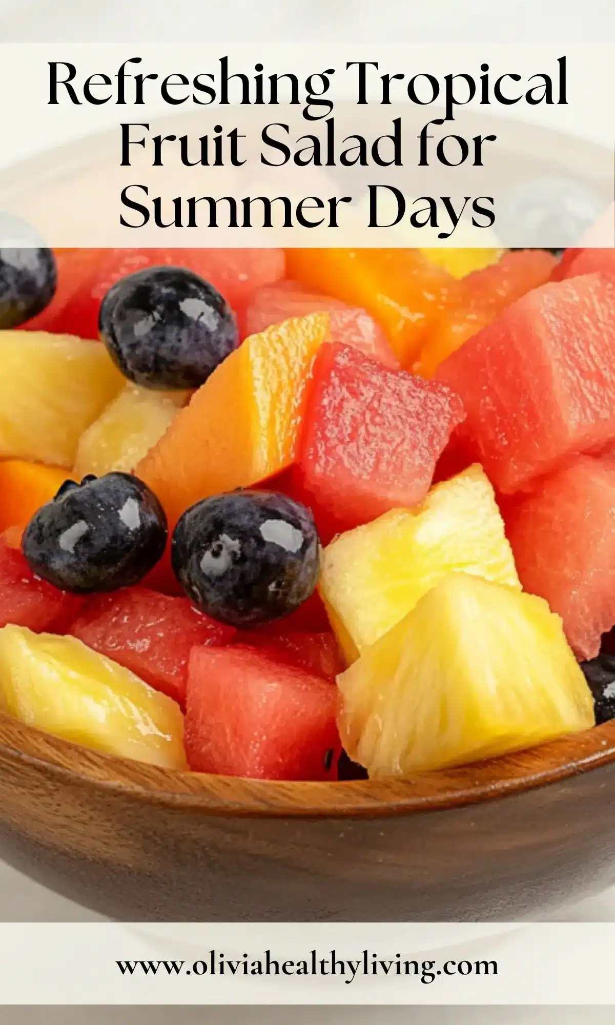 Easy tropical fruit salad recipe featuring fresh mixed fruits perfect for healthy summer dessert