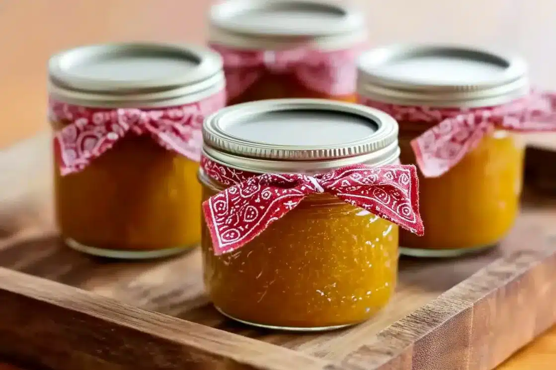 Perfect Consistency Slow Cooker Peach Butter in Canning Jar