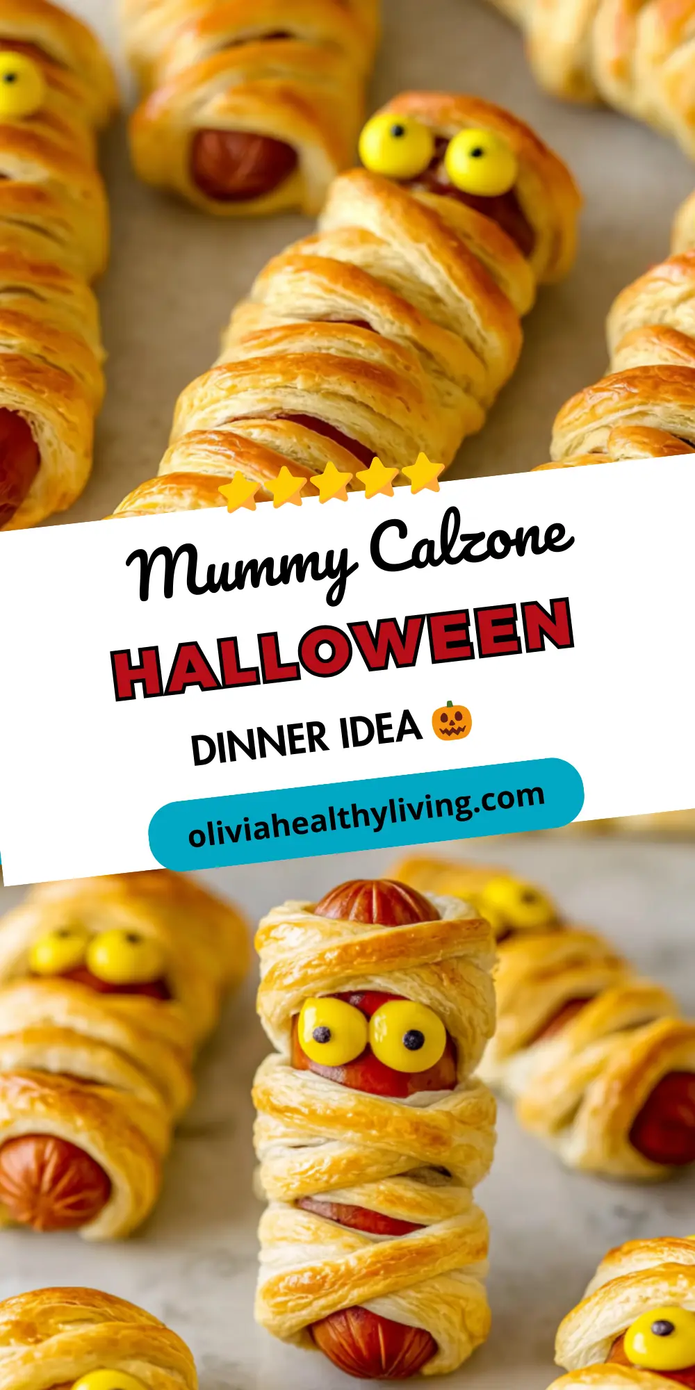 Mummy Calzone Halloween recipe pin