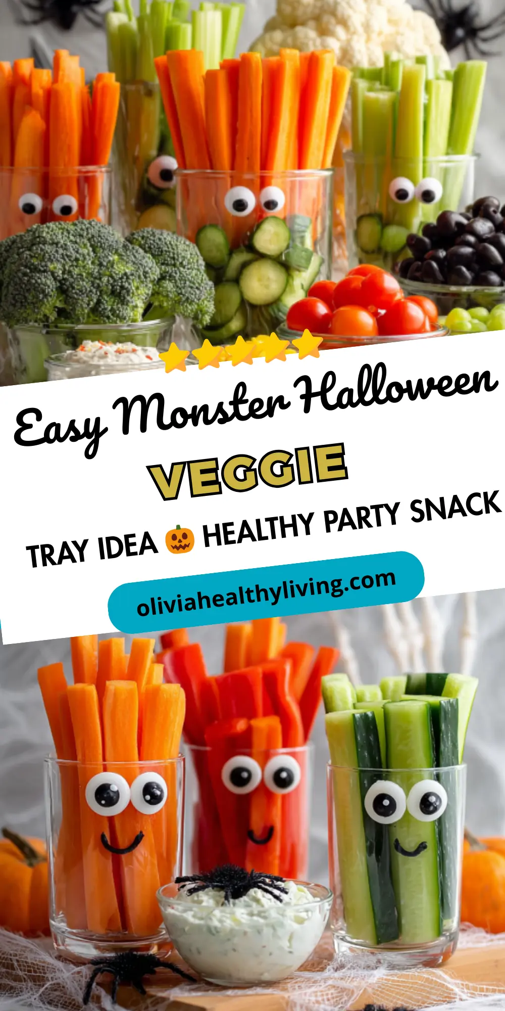 Pinterest pin showing monster Halloween veggie
