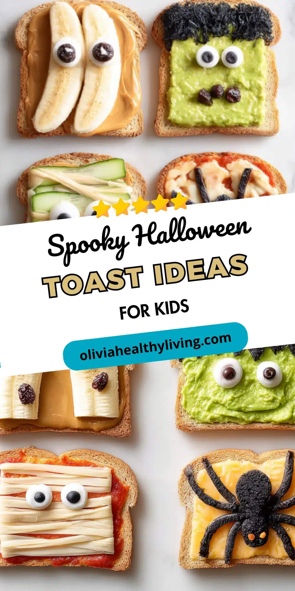 Pinterest-style collage showing four different spooky