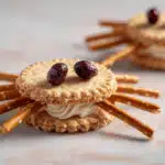 Side view of Halloween spider crackers showing the layered construction