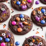 Chocolate cookies with Halloween decorations