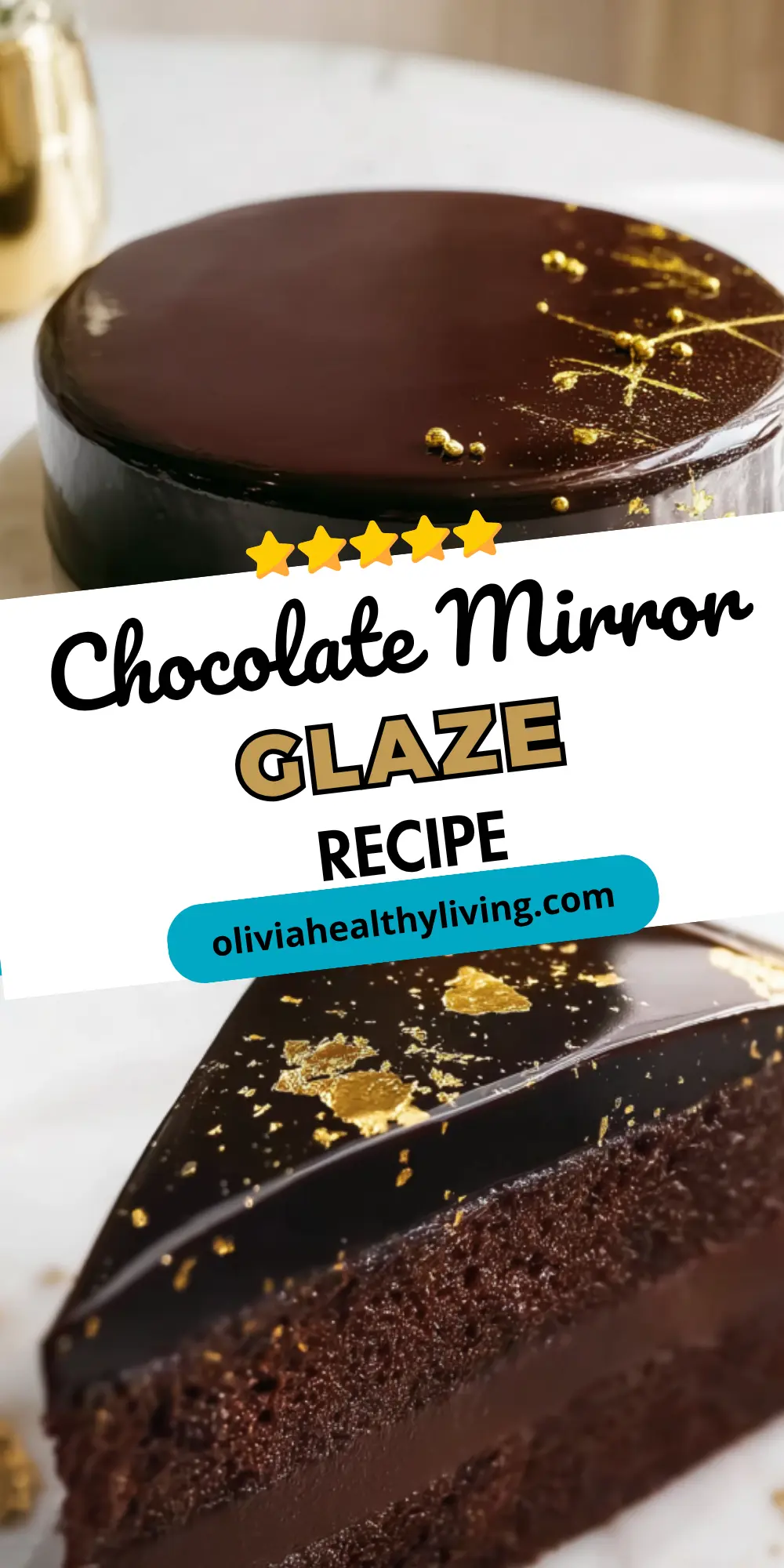 Full cake view with recipe text overlay