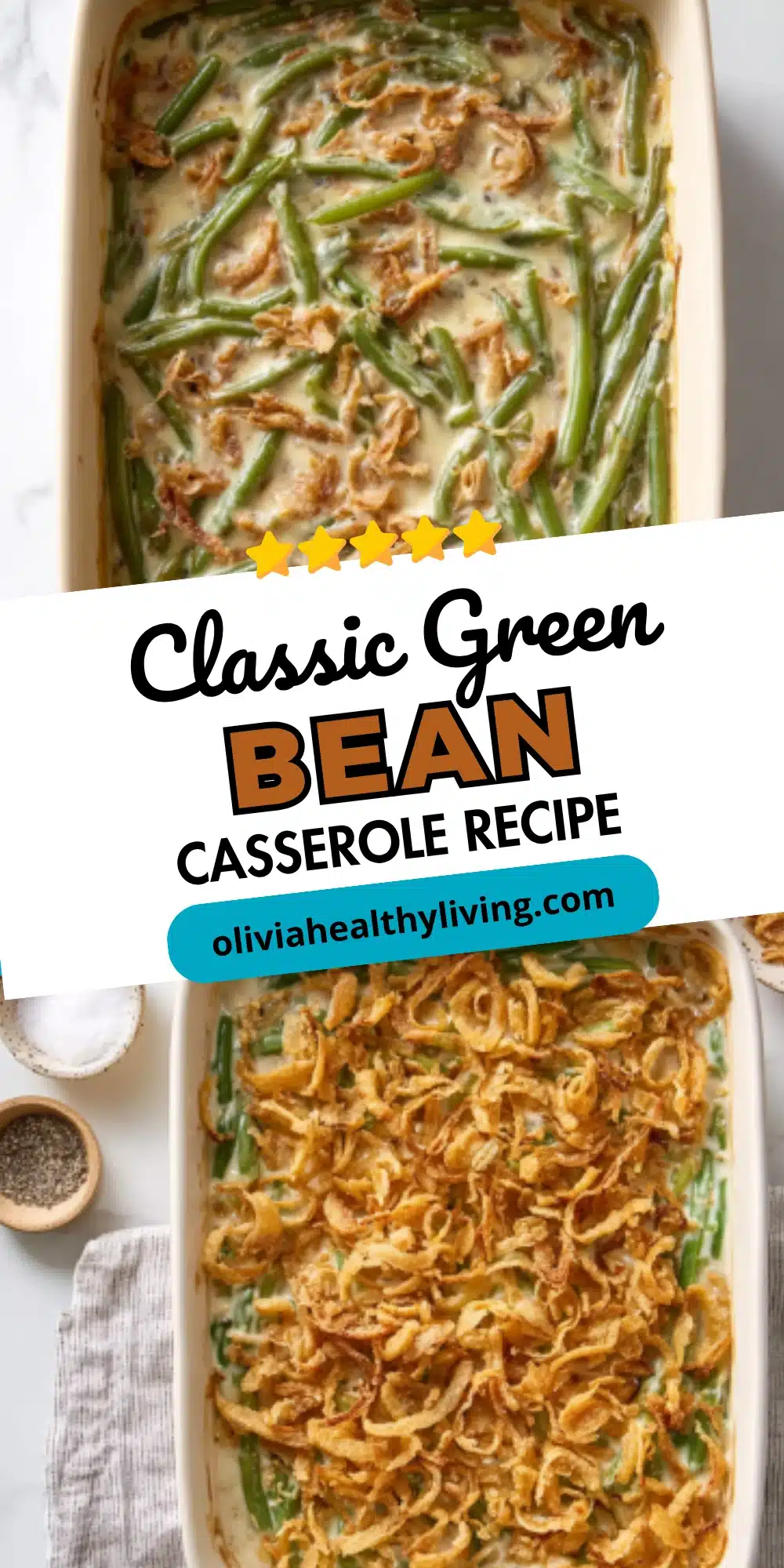 Classic green bean casserole recipe promotional image