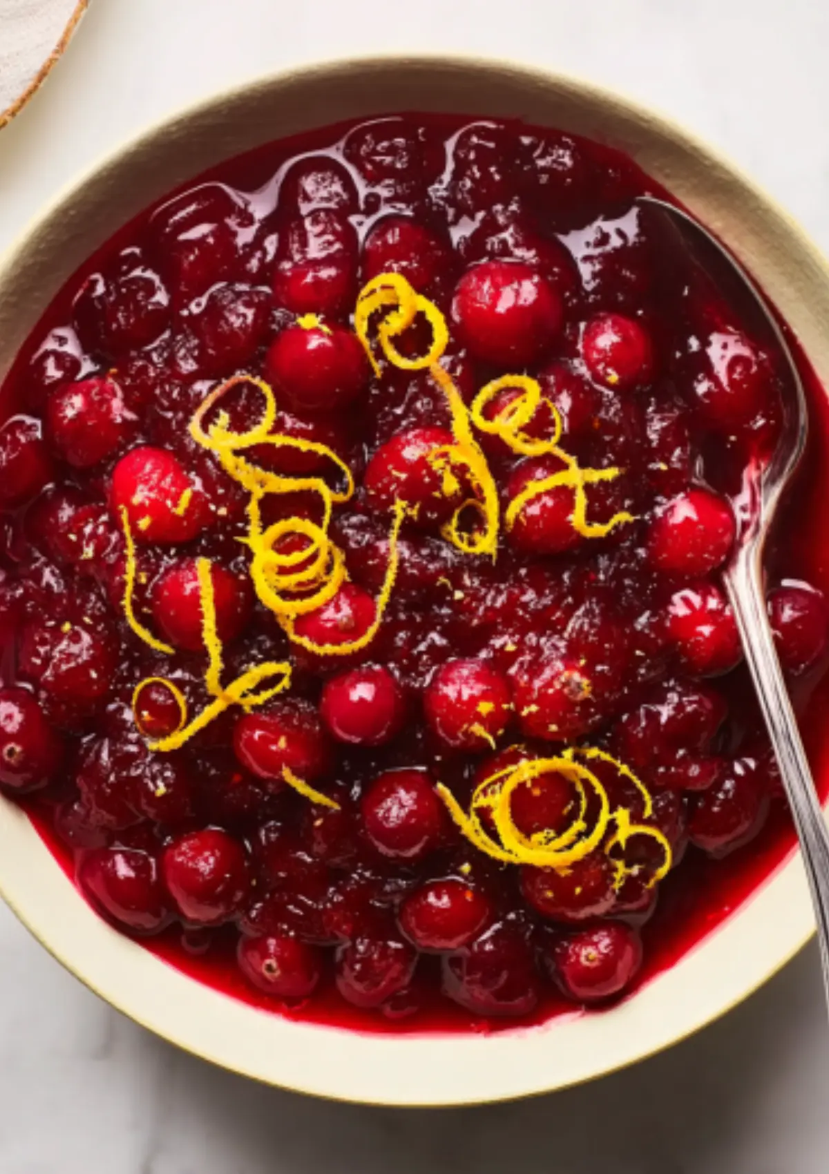 Cranberry sauce with whole berries and orange zest