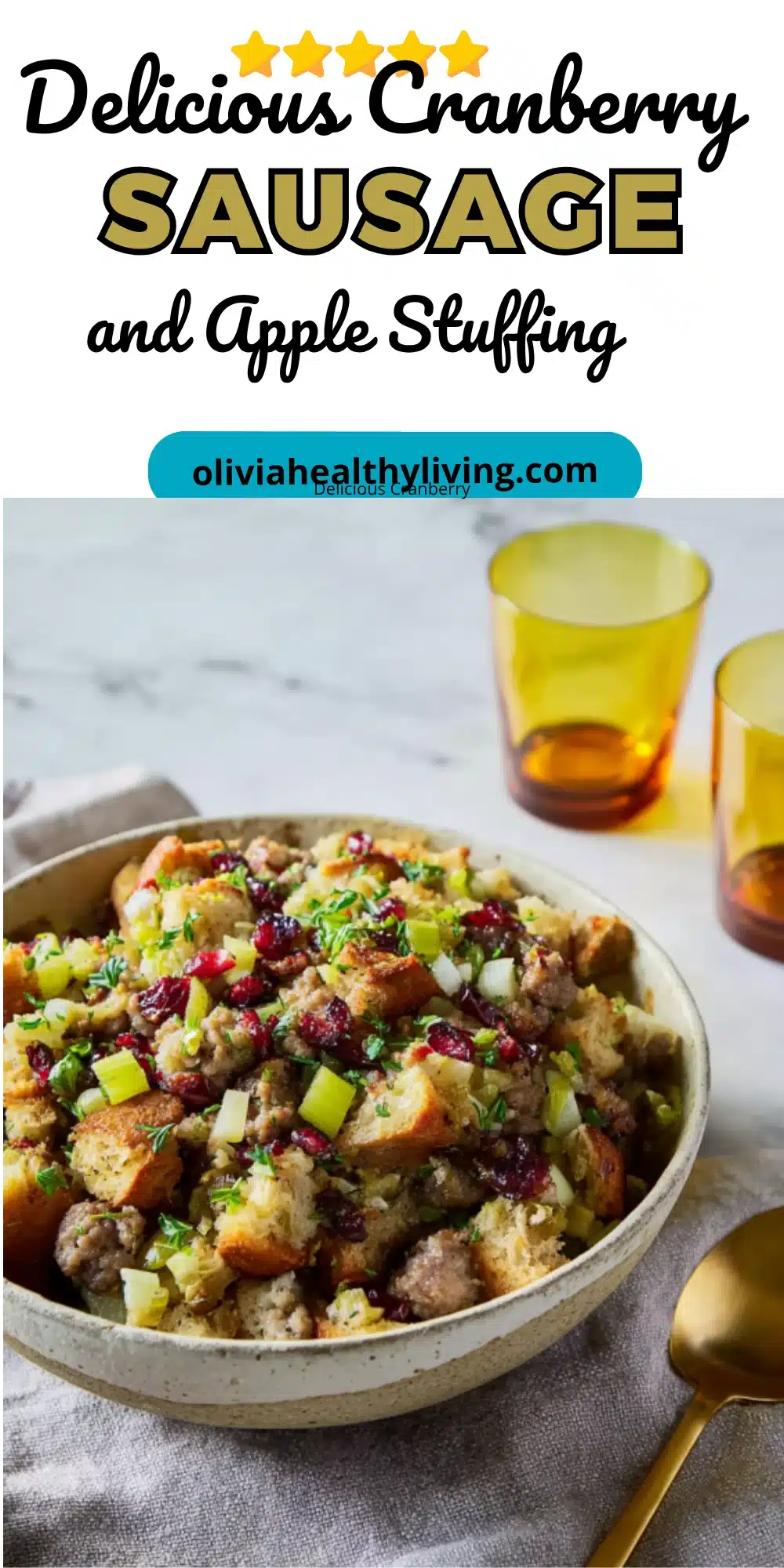 Cranberry sausage stuffing recipe pin