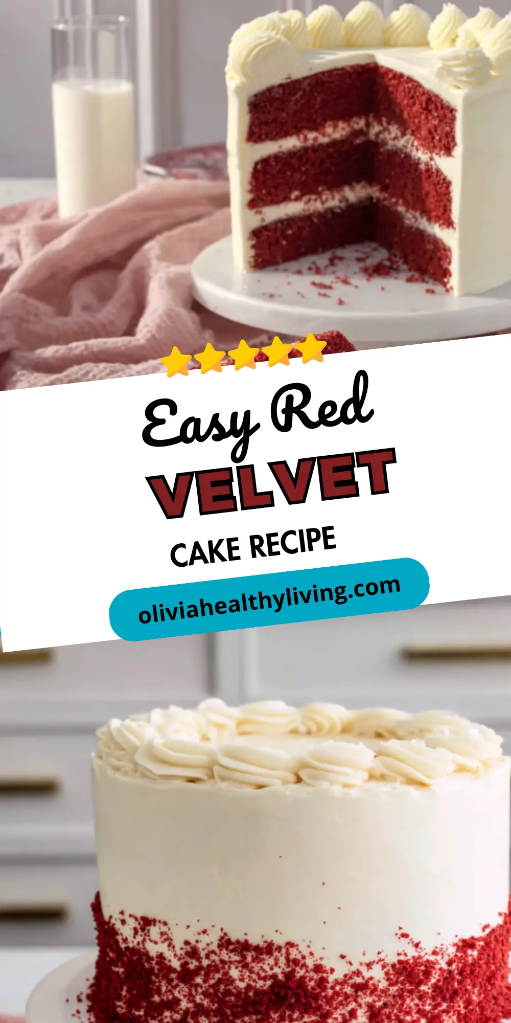 Easy Red Velvet Cake Recipe collage pin
