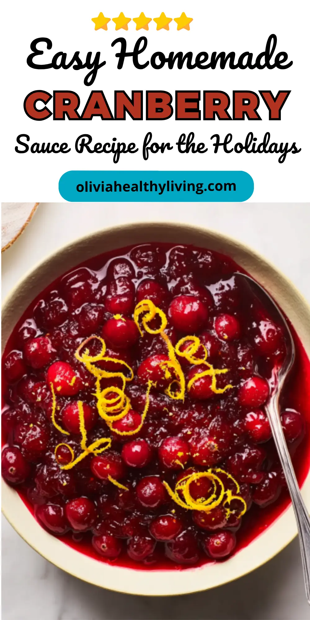 Easy homemade cranberry sauce recipe pin for holidays