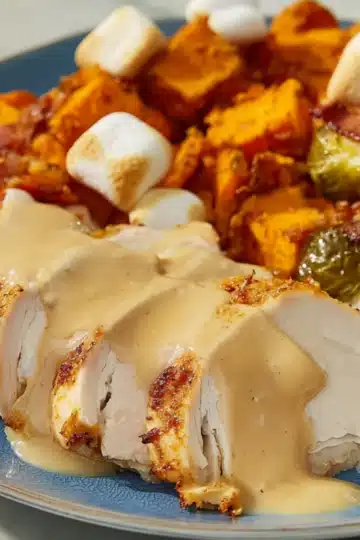 Full Thanksgiving dinner plate