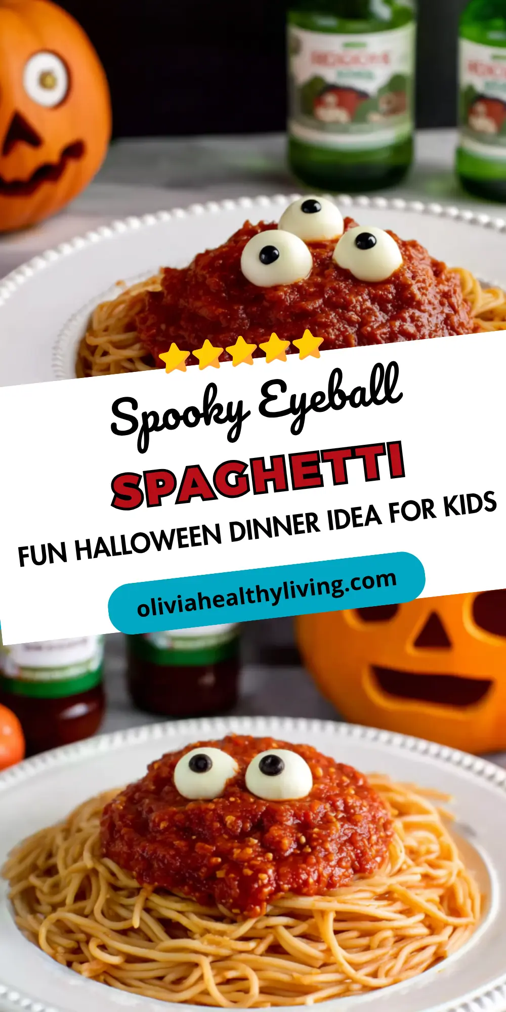 Halloween spaghetti recipe card