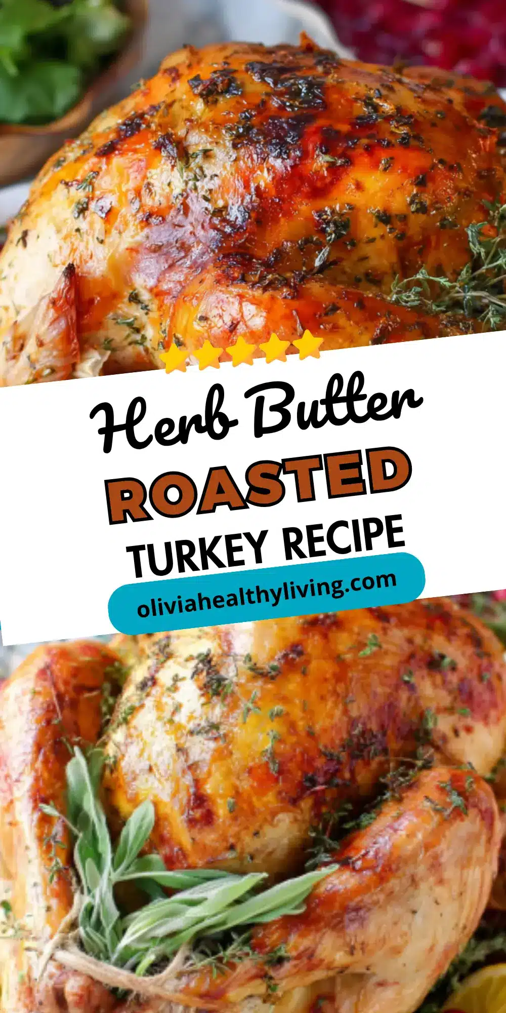Herb butter roasted turkey recipe pin collage