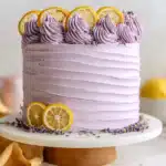 Lemon lavender cake with horizontal frosting texture