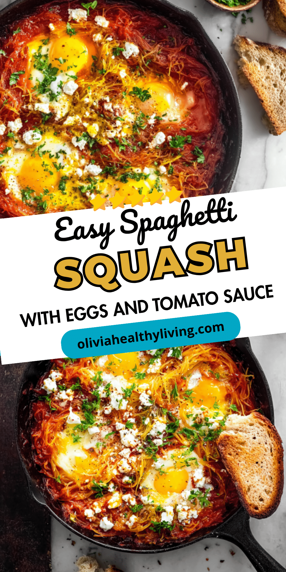 Spaghetti squash breakfast skillet with toast