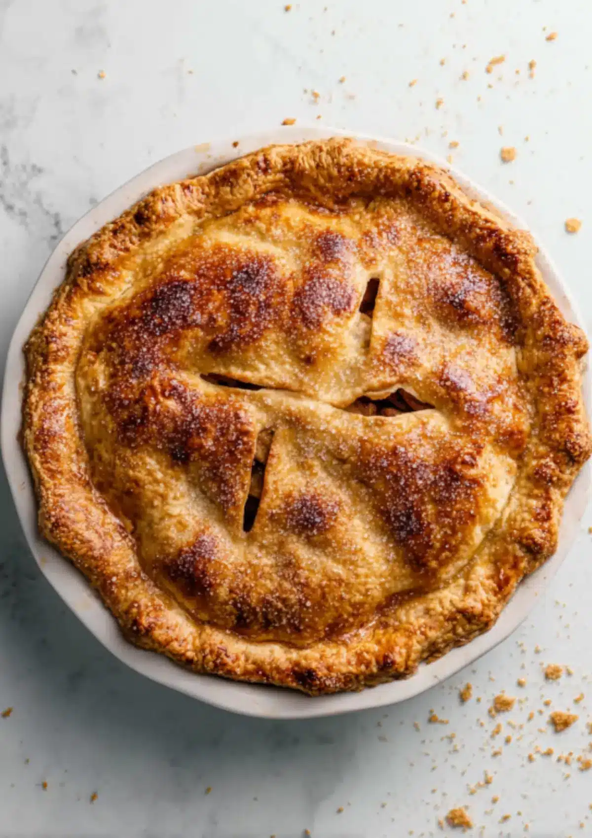 Golden apple pie with lattice crust