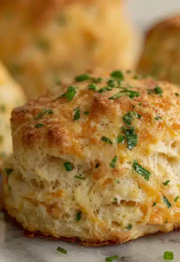 Multiple cheddar chive biscuits arranged together