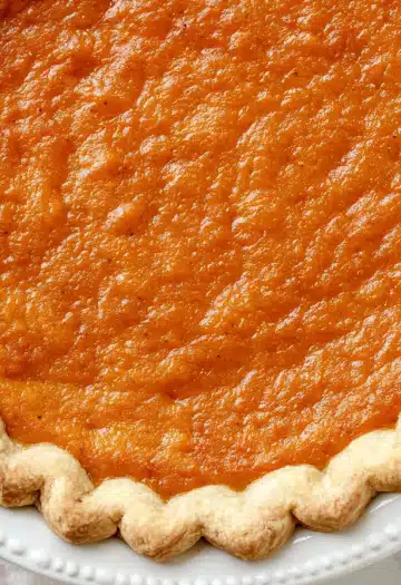Overhead view of baked sweet potato pie