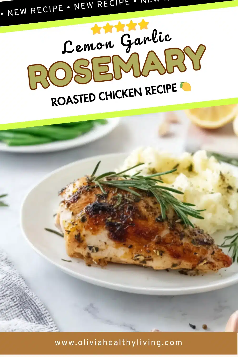 Plated chicken breast with rosemary and mashed potatoes