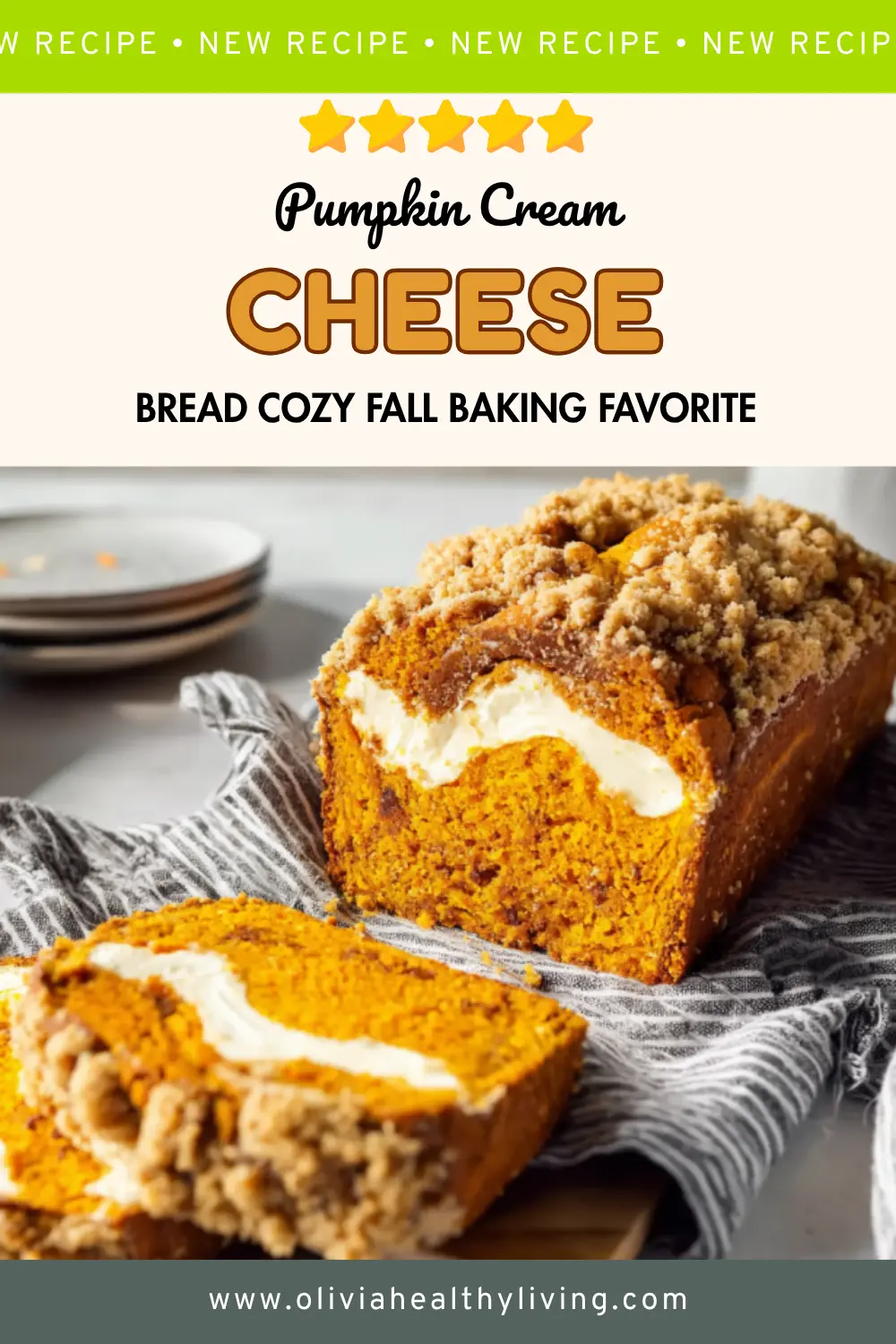 Pumpkin Cream Cheese Bread recipe title graphic
