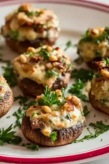 Golden Baked Christmas Stuffed Mushrooms
